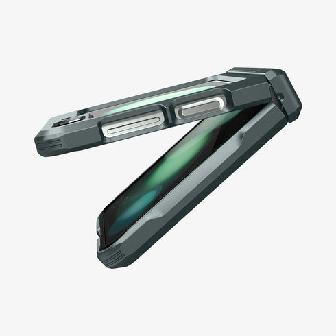 ACS06227 - Galaxy Z Flip 5 Case Tough Armor Pro in black showing the back with phone fully open